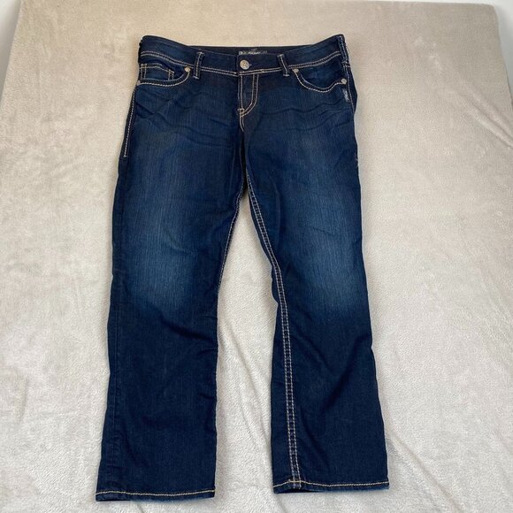 Silver Jeans Woman's Suki Capri Jeans W33 Dark Wash Cotton-Blend Casual - Picture 13 of 14